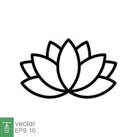 lotus ikon. enkel översikt stil. harmoni symbol, koppla av spa blomma, kronblad, blad, blomma, natur växt begrepp. tunn linje vektor illustration isolerat på vit bakgrund. eps 10.