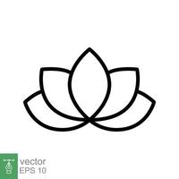 Lotus-Symbol. einfacher Gliederungsstil. Harmoniesymbol, Relax-Spa-Blume, Blütenblatt, Blatt, Blüte, Naturpflanzenkonzept. dünne Linie Vektorillustration isoliert auf weißem Hintergrund. Folge 10. vektor