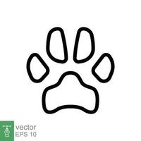 Pfotenabdruck-Symbol. einfacher Gliederungsstil. Fußabdruck, schwarze Silhouette, Hund, Katze, Haustier, Welpe, Tierfußkonzept. Linienvektordarstellung isoliert auf weißem Hintergrund. Folge 10. vektor