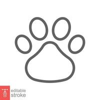 Tass skriva ut ikon. enkel översikt stil. fotavtryck, svart silhuett, hund, katt, sällskapsdjur, valp, djur- fot begrepp. linje vektor illustration isolerat på vit bakgrund. redigerbar stroke eps 10.