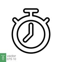 Stoppuhr-Symbol. einfacher Gliederungsstil. Timer-Symbol, Uhr, Countdown, Geschwindigkeitszeitkonzept. Linienvektordarstellung isoliert auf weißem Hintergrund. Folge 10. vektor