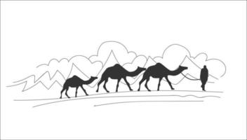 kuwait wüste kamel zeichnung vektorillustration vektor