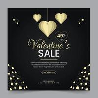 Stilvolles Social-Media-Squire-Banner und Web-Anzeigen-Design zum Valentinstag. roter und rosa hintergrund mit liebeslinienrahmenillustration. vektor