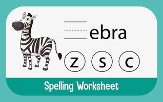 finde fehlenden Buchstaben mit Zebra vektor