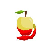 rött äpple frukt öppen hud isolerad vektor