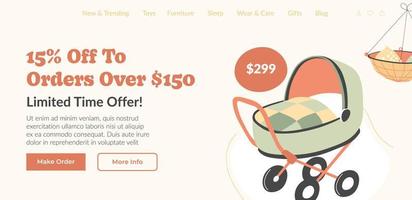 beställa bebis barnvagnar på hemsida och skaffa sig rabatter vektor
