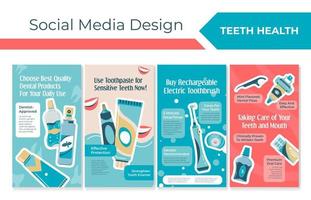 social media berättelse design med tänder hälsa produkt vektor