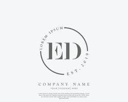 anfängliches ed feminines logo schönheitsmonogramm und elegantes logodesign, handschriftliches logo der ersten unterschrift, hochzeit, mode, blumen und botanik mit kreativer vorlage vektor