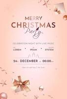 schönes frohes Weihnachtsfestplakat mit realistischer Weihnachtsdekoration vektor