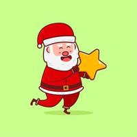 süße süße Santa halten großen Stern Cartoon vektor