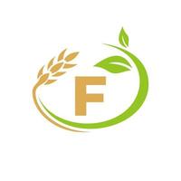 brev f lantbruk logotyp och jordbruk logotyp symbol design vektor