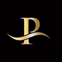 buchstabe p logo goldenes luxuriöses symbol monogramm design vektor