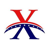 första brev x amerikan logotyp. USA amerikan logotyp vektor