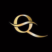 buchstabe q logo goldenes luxuriöses symbol monogramm design vektor