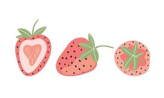 uppsättning av bär jordgubb i klotter stil, vektor illustration.