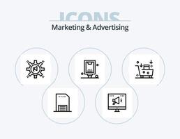 Marketing- und Werbelinie Icon Pack 5 Icon Design. Preis. Geld. Geschenk. Investition. Videowerbung vektor