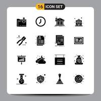 Stock Vector Icon Pack mit 16 Linienzeichen und Symbolen für den Bau königlicher Architektur Premium-föderale editierbare Vektordesign-Elemente