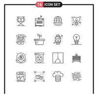 uppsättning av 16 modern ui ikoner symboler tecken för bok stjärnor stöld hjärta värld redigerbar vektor design element