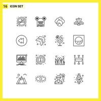 16 kreative Symbole moderne Zeichen und Symbole der Weltraumsatellitenmusik Weltraumwolke Scince editierbare Vektordesign-Elemente vektor