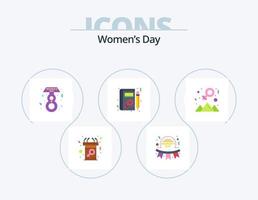 Womens Day Flat Icon Pack 5 Icon Design. Leistung. Frau. Frauen. Profil. Tag vektor