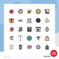 uppsättning av 25 modern ui ikoner symboler tecken för handduk bad nyckelord äta pizza redigerbar vektor design element