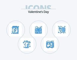 Valentinstag blau Icon Pack 5 Icon Design. Liebe. Tasche. Fernseher. romantisch. Liebe vektor