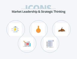 marknadsföra ledarskap och strategisk tänkande platt ikon packa 5 ikon design. reaktion. kemisk. kort. fil vektor