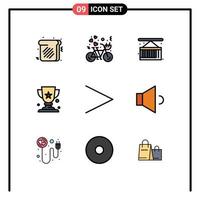 uppsättning av 9 modern ui ikoner symboler tecken för rätt pil låda vinnare tilldela redigerbar vektor design element
