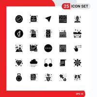 25 användare gränssnitt fast glyf packa av modern tecken och symboler av karaktär mask pil tåg dörr redigerbar vektor design element
