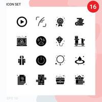 uppsättning av 16 modern ui ikoner symboler tecken för dator pengar blad skämt mynt pengar redigerbar vektor design element