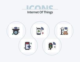Internet der Dinge Linie gefüllt Icon Pack 5 Icon Design. Verwaltung. Drucker. Audio. Drucker. Automatisierung vektor