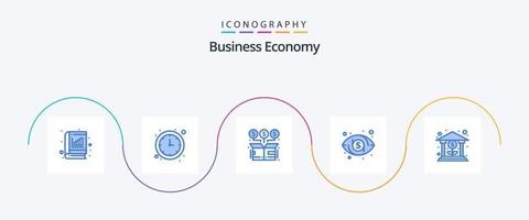ekonomi blå 5 ikon packa Inklusive Bank. öga. tid. dollar. pengar vektor