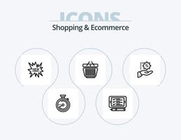 Shopping- und E-Commerce-Line-Icon-Pack 5 Icon-Design. Anruf. Produkt. Container. Liste. Zeit vektor