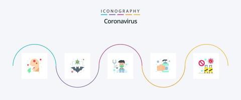 coronavirus platt 5 ikon packa Inklusive infektion. hand desinfektionsmedel. virus. hand tvätta. medicinsk vektor