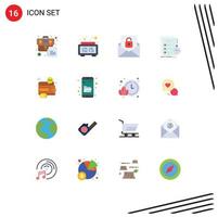 Stock Vector Icon Pack mit 16 Zeilenzeichen und Symbolen für Business Check Communication List Todo editierbares Paket kreativer Vektordesign-Elemente