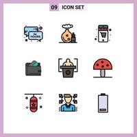 Stock Vector Icon Pack mit 9 Zeilen Zeichen und Symbolen für Bildungsfinanzierung Online-Dollar-Bargeld editierbare Vektordesign-Elemente
