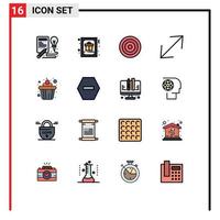 uppsättning av 16 modern ui ikoner symboler tecken för kopp skala hälsning hörn användare redigerbar kreativ vektor design element