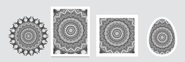 etnisk mandala prydnad. färgrik dekorativ etnisk baner uppsättning. mallar med klotter stam- mandalas. vektor illustration för congratulation eller inbjudan