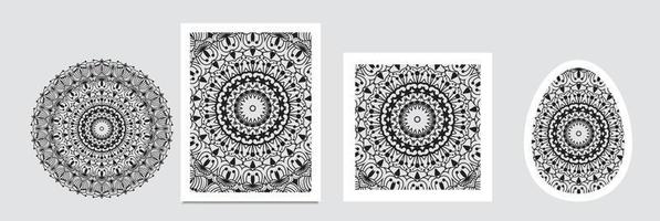 mandala baner. dekorativ blomma mandala bakgrund med plats för text. färgrik abstrakt grafik. arabicum islamic öst stil. grön, rosa, blå, lila färger vektor