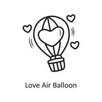 kärlek luft ballong vektor översikt hand dra ikon design illustration. valentine symbol på vit bakgrund eps 10 fil