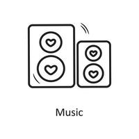 musik vektor översikt hand dra ikon design illustration. valentine symbol på vit bakgrund eps 10 fil