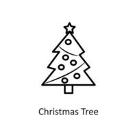 Weihnachtsbaum-Vektor-Gliederung-Icon-Design-Illustration. Feiertagssymbol auf weißem Hintergrund eps 10-Datei vektor