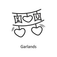 Girlanden Vektor Umriss Hand zeichnen Symbol Design Illustration. Valentine-Symbol auf weißem Hintergrund eps 10-Datei