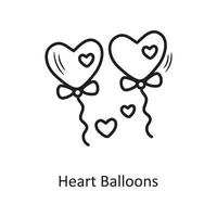 Herz Luftballons Vektor Umriss Hand zeichnen Symbol Design Illustration. Valentine-Symbol auf weißem Hintergrund eps 10-Datei