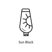 Sol blockera vektor översikt ikon design illustration. Semester symbol på vit bakgrund eps 10 fil