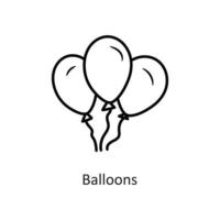 Luftballons Vektor Umriss Icon Design Illustration. Feiertagssymbol auf weißem Hintergrund eps 10-Datei