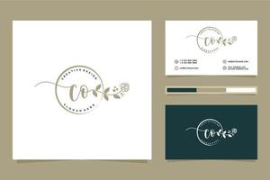 första co feminin logotyp samlingar och företag kort templat premie vektor
