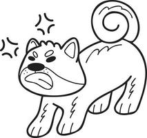 hand gezeichnete wütende shiba inu hundeillustration im gekritzelstil vektor