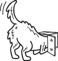 hand dragen samojed hund spelar med låda illustration i klotter stil vektor
