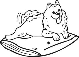 hand dragen sovande samojed hund illustration i klotter stil vektor